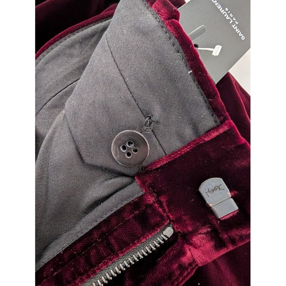 NWT SAINT LAURENT Velvet Flare Pants Burgundy Women's Size 38 FR/US6 - Picture 10 of 10